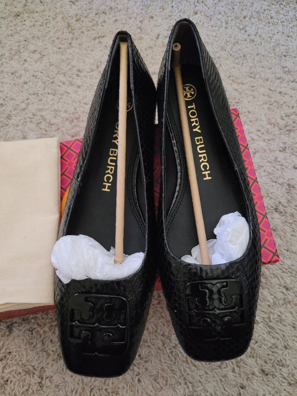 NIB Tory Burch Georgia Ballet Shiny Snake - 8.5